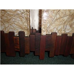 TABLE LAMP- HAND MADE TEAK THAILAND-2 SHADES