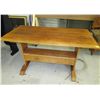 Image 1 : Teak wood slat table with lower compartment