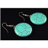 Image 1 : NATURAL 67.60CTW TURQUOISE DANGLING SILVER EARRING