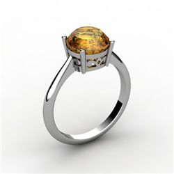 Citrine 1.80 ctw Ring 14kt White Gold