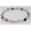 Image 1 : 9.65CT Multi Precious Gemstone Silver Bezel Bracelet 2.