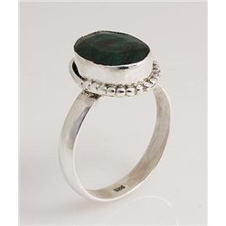 EMERALD BERYL 23.32CTW CUTE DESIGN SILVER RING