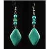 Image 1 : NATURAL 53.76CTW TURQUOISE DANGLING SILVER EARRING