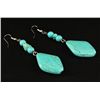 Image 2 : NATURAL 53.76CTW TURQUOISE DANGLING SILVER EARRING