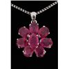 Image 1 : Cute Flower 2.93g Sterling Silver Ruby Pendant 12.00ctw