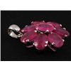 Image 2 : Cute Flower 2.93g Sterling Silver Ruby Pendant 12.00ctw