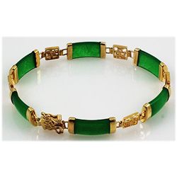 10.17G Sterling Yellow Silver Jade Bracelet