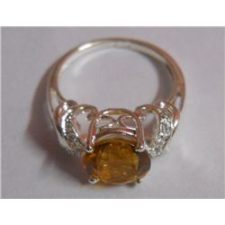 3.570g Ring of Citrine & CZ Sterling Silver