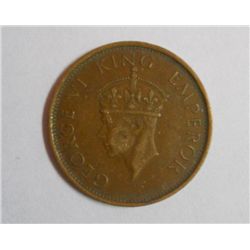 Early Indian One Quarter Anna Coin of Year 1940