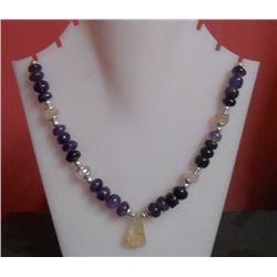 261.40 Ct Necklace of Amethyst and Rose Quartz