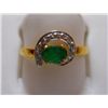 Image 1 : Ring of Diamond 0.08 Ctw,Emerald 0.41 Ctw in 1.91g 14kt Yellow Gold