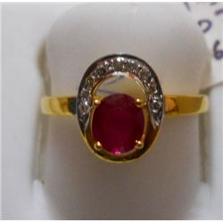 Ring of Diamond 0.07 Ctw,Ruby 0.60 Ctw in 1.93g 14kt Yellow Gold