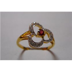 Ring of Diamond 0.16 Ctw,Ruby 0.15 Ctw in 2.590g 18kt Yellow Gold