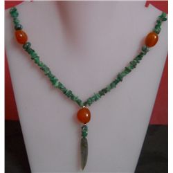 114.50 Ct Necklace of Emerald,Agads and RB Sterling Silver