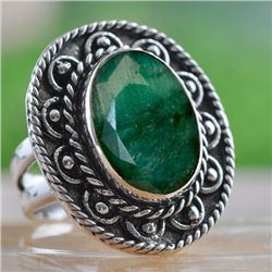6.40g Ring of Emerald Sterling Silver