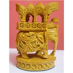 Fine Wooden Ambabaadi Elephant With Carving Work