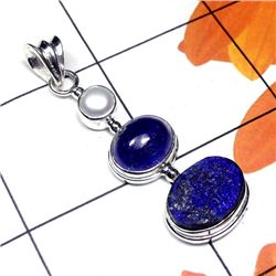 4.25g Pendant of Tanzanite, Pearl and Lapis Sterling Silver
