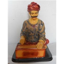 Indian Rajasthani Man with Harmonium Polystone Satute Height: 14 inch, Width: 9 inch