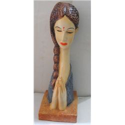 Indian Welcome Lady Polystone Statue Height: 16inch, Width: 6 inch