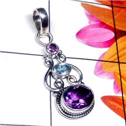 4.20g Pendant of Amethyst and Blue Topaz Sterling Silver