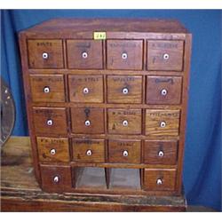 18 Drawer Oak Hardware Cabinet...