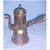 Image 1 : 11" Copper Tea Pot. Tankard Style with Side Mount Wooden Handle. Circa 1920....