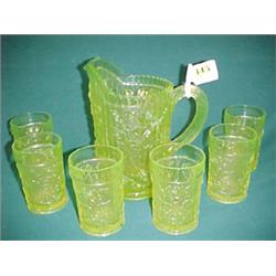 Imperial Vaseline Glass Water Set...