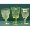 Image 1 : Three L.G. Wright Vaseline Goblets...