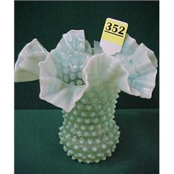 Vaseline Opal Hobnail Vase...