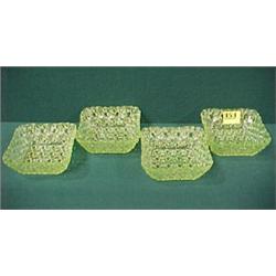 Set of Four Square Vaseline Bowls...