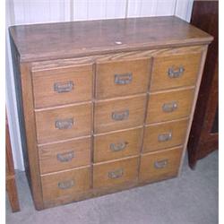 Twelve Drawer Oak File Cabinet...