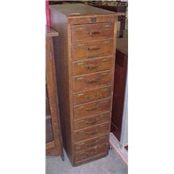 Ten Drawer Oak Card File Cabinet...