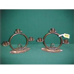 Two Craftsman Copper Candleholders...