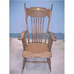 Pressed Back Oak Rocker...