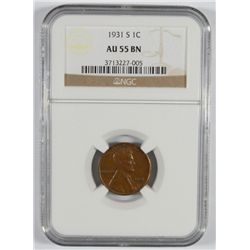 1931-S LINCOLN CENT NGC AU-55