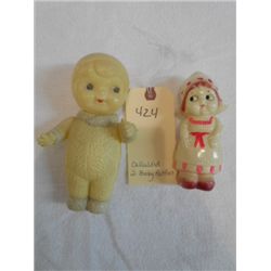 2 Celluloid Baby Rattles