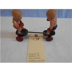 Celluloid Boxers on Tin Wheels (works, no key)