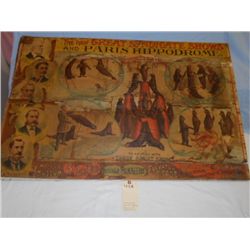 3 Ring Circus Turn of The Century Paper On Wood Ad