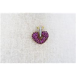 14kt Heart Shape Ruby/Diamond Pendant