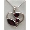 Image 1 : Sterling Silver .925 Garnet Heart Shape Pendant