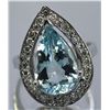 Nat Aquamarine 3.00ct w/ Diamond Ring