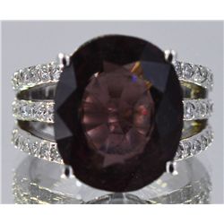 Nat. Cranberry Tourmaline w/ Diamond Ring