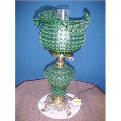 L.G. Wright Green Hobnail Lamp...