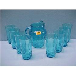 Blue Pitcher with 8 Tumblers...