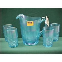 Fenton Blue Carnival Water Set...