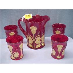 Red "Thistle" Water Set...