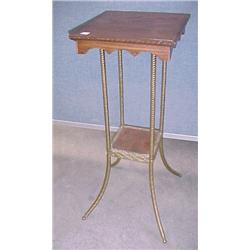 Brass and Oak Fern Stand...