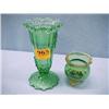 Image 1 : Two Green Glass Vases...