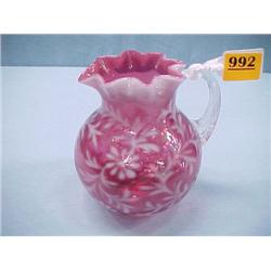 Cranberry Opalescent Milk Pitcher...