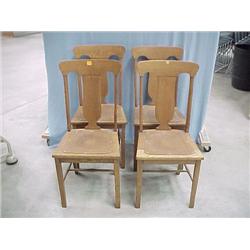 Four Oak T-Back Chairs...